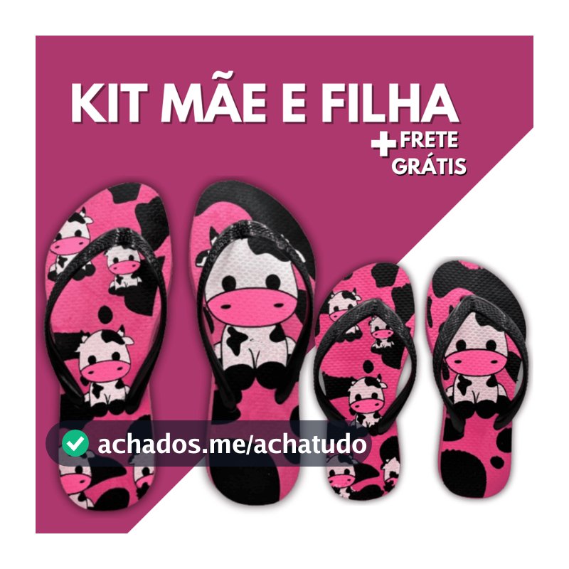 Kit Mãe E Filha Chinelo Sandalia Feminino Vaquinha Adulto Infantil Slim Calçado Antiderrapante Macio Leve Barato Confort