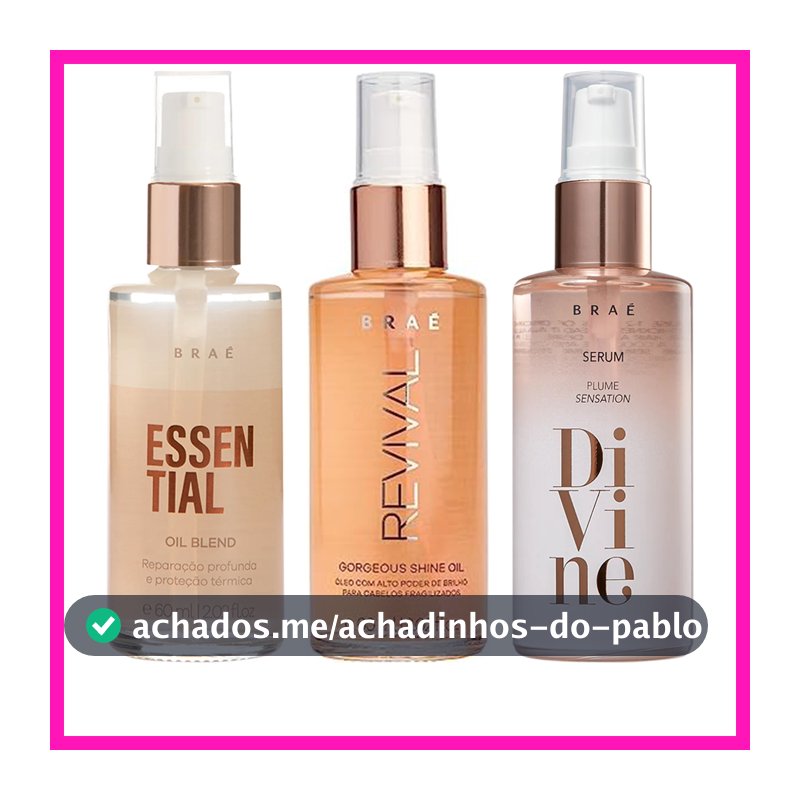 Braé Óleo Capilar (Gorgeous Shine Oil Revival, Plume Sensation Divine, Oil Blend Soul Color, Essential Oil Blend) 60ml