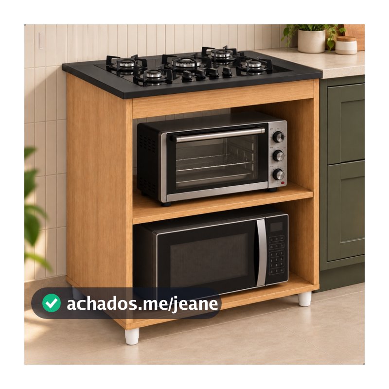 QUEIMA DE ESTOQUE! Balcão de Cooktop 5 Bocas Armário Para Cozinha Com Nichos Forno Microondas Fogão