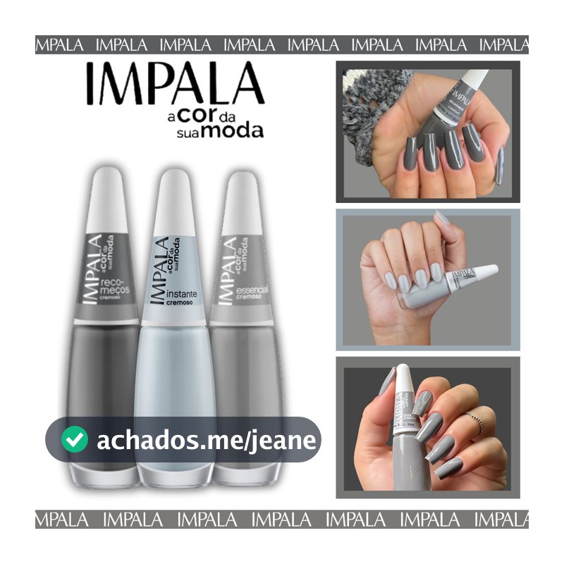 Kit Esmaltes Impala Tons Cinza Cremoso Esmaltes Atacado 7,5ml Manicure Recomeço Instante Essencial