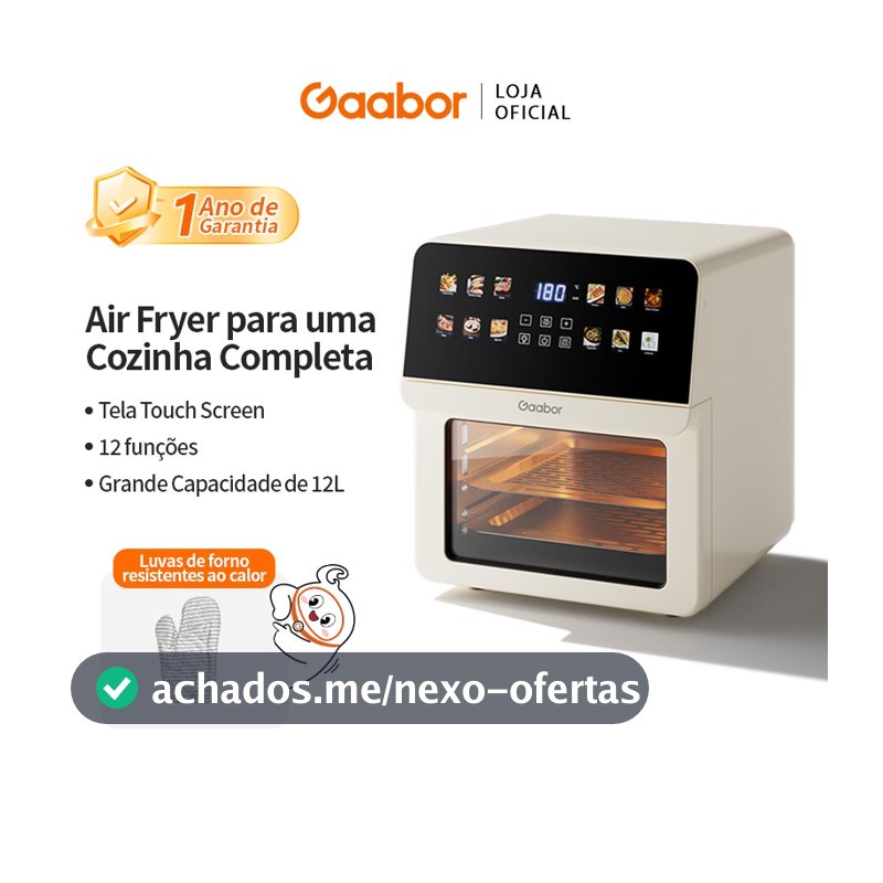Gaabor Air Fryer Oven Eletrica sem Oleo com 12 Litros de Capacidade Digital touch AF-120T02