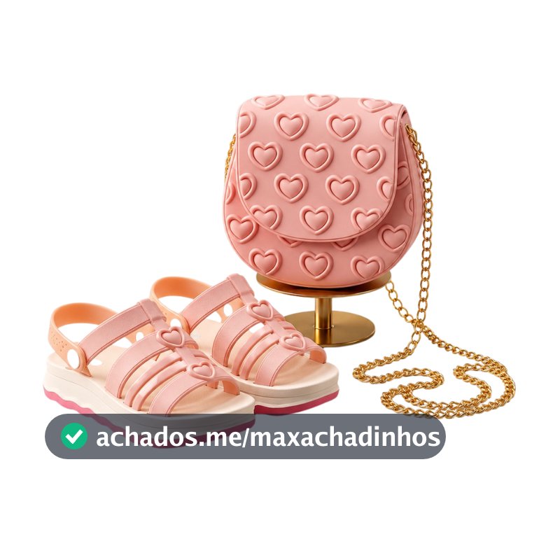 Kit Sandalia Infantil Menina com Bolsa de Coração Elegante