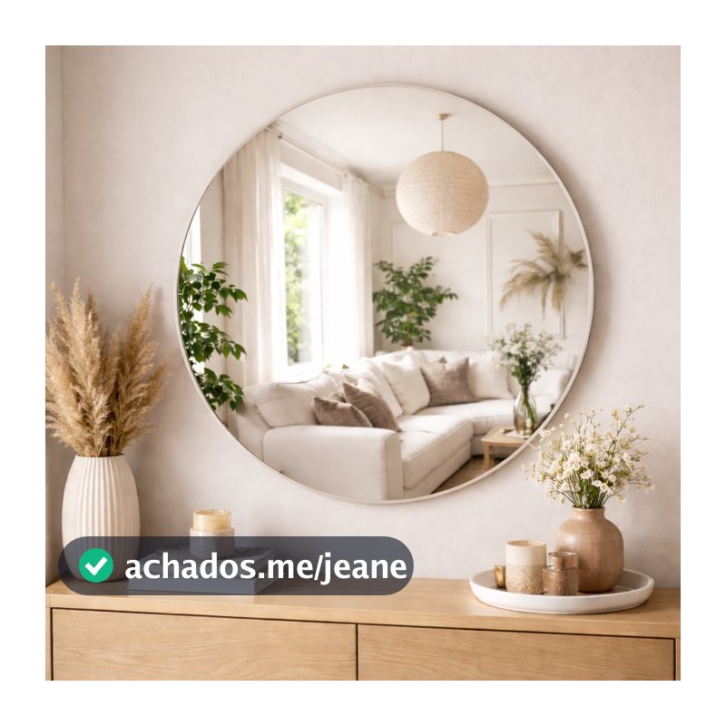 Espelho Redondo de Parede Vidro Lapidado até 60cm Decorativo Banheiro Sala Quarto