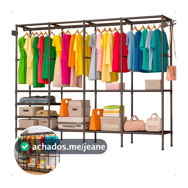 Guarda Roupa Roupeiro Closet Aberto Divisórias com Cabideiro Sapateira e Prateleiras Organizador Roupas