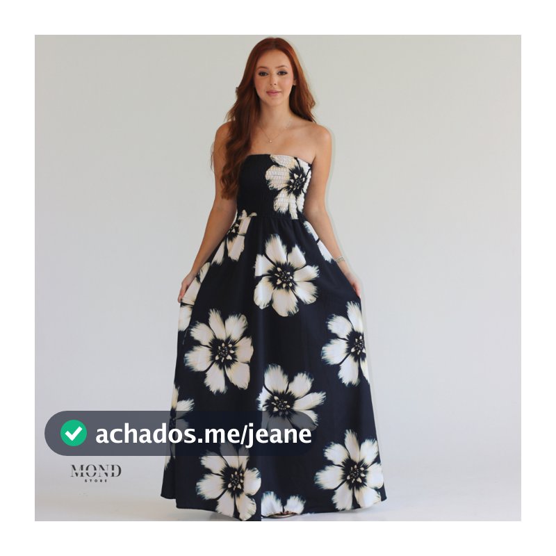 Vestido Tropical Tomara que Caia Feminino Longo Lastex Florido Elegante