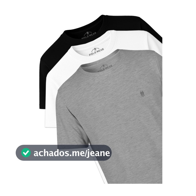 Kit 3 Camisetas Básicas Lisas Logo Polo Wear Sortido