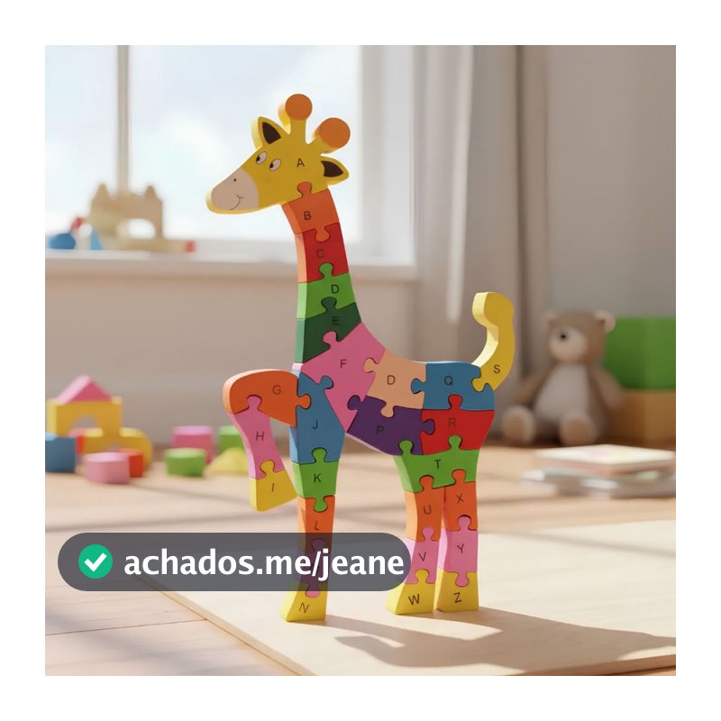 Quebra-cabeça Madeira Infantil Educativo Montessori Animais C/ 26 Peças Numeradas Brinquedo Didático