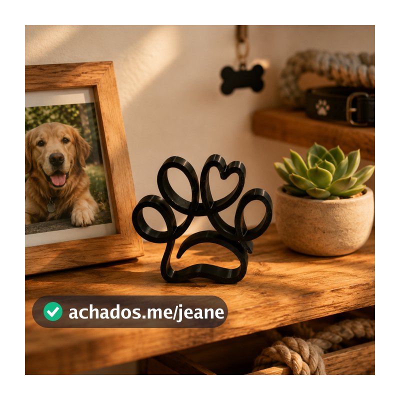 Enfeite de Pata Pet Decoração Patinha de Cachorro Enfeite de Mesa Pet Love Decoração minimalista Pata com Coração