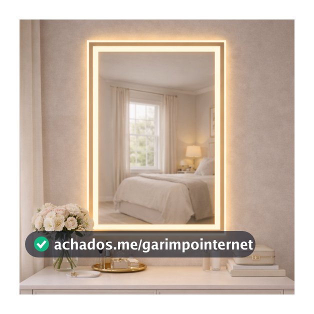 Espelho Retangular Jateado com 3 Cores LED Touch Vertical Decorativo de Parede