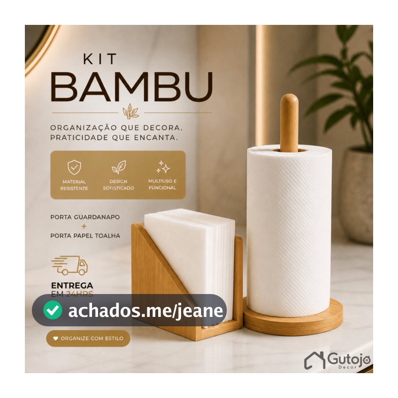 Bambu Porta Guardanapo + Suporte de Papel Toalha Grande para Mesa Bancada Cozinha Porta Rolo