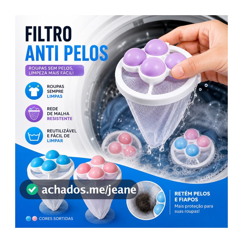 4 Filtro Coletor de Pelos Fiapos Flutuante Para Máquina de Lavar Roupa Reutilizável