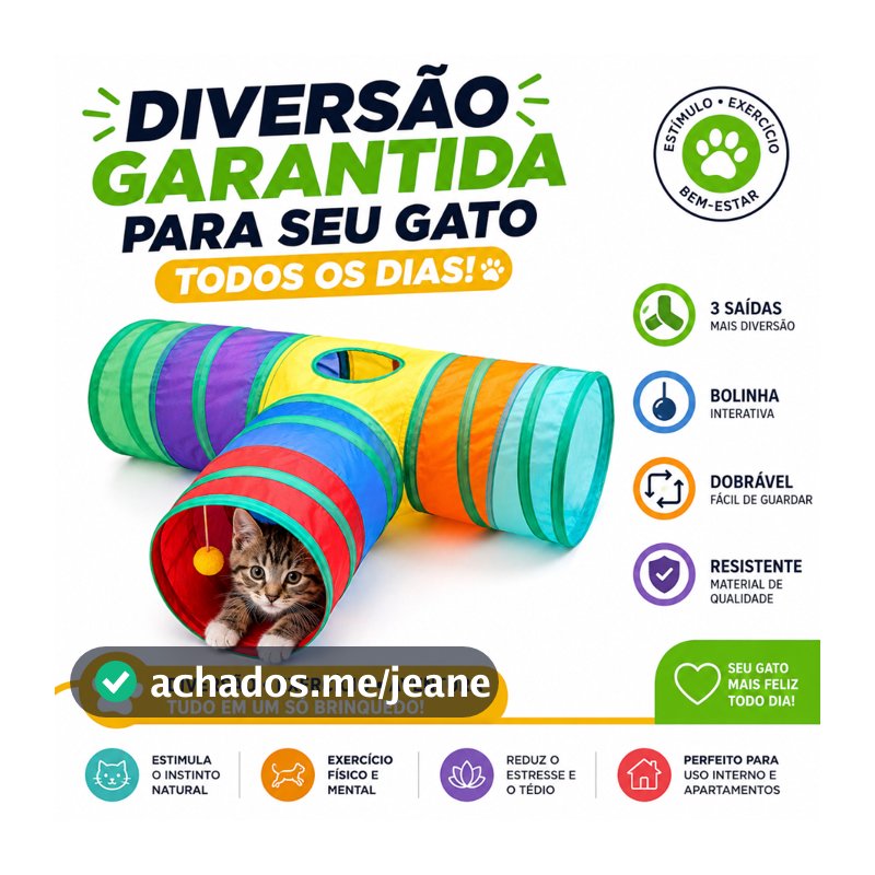 Tunel Brinquedo Labirinto Colorido Para Pets Dobrável - CH