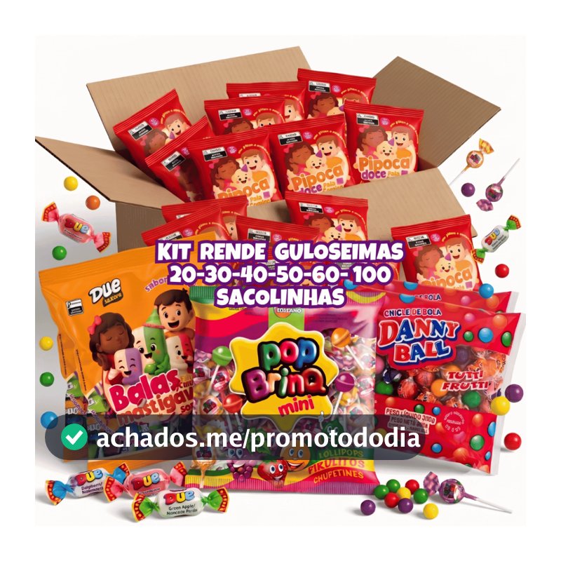 Kit Rende 20/30/40/50/60/100 Sacolinhas Lembrancinhas Aniversário Infantil Pipoquinha Bala Pirulito