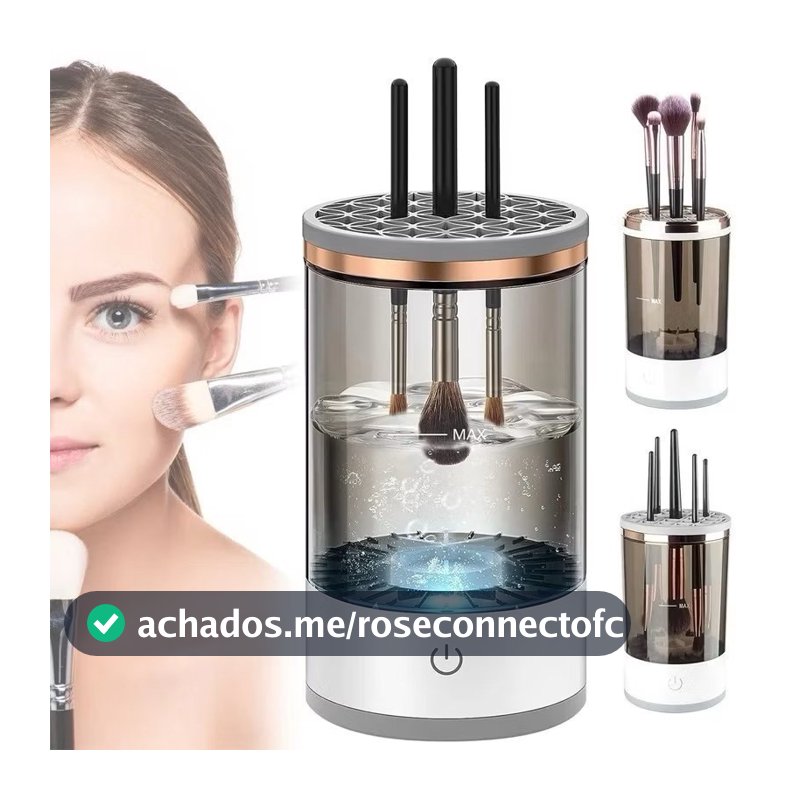 Limpador Pincel Esponja Maquiagem Elétrico USB Automático Lava Seca Armazena