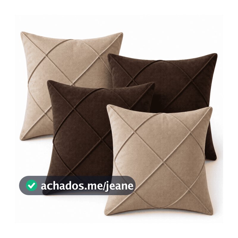 Kit 4 Capas Almofada 40x40 Suede Luxo Zíper Invisível Decoração Sala Sofá Quarto Enxoval