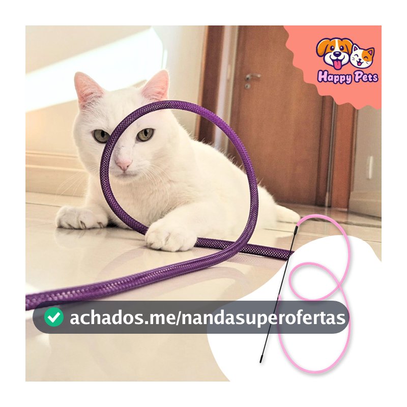 Varinha Cat Cobrinha Da Pet Games Com 50cm Brinquedo Para Gato Super Resistente Que Atiça A Caça