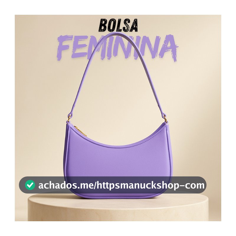 Bolsa Meia Lua Feminina Baguete Pequena Com Alça De Ombro Elegante