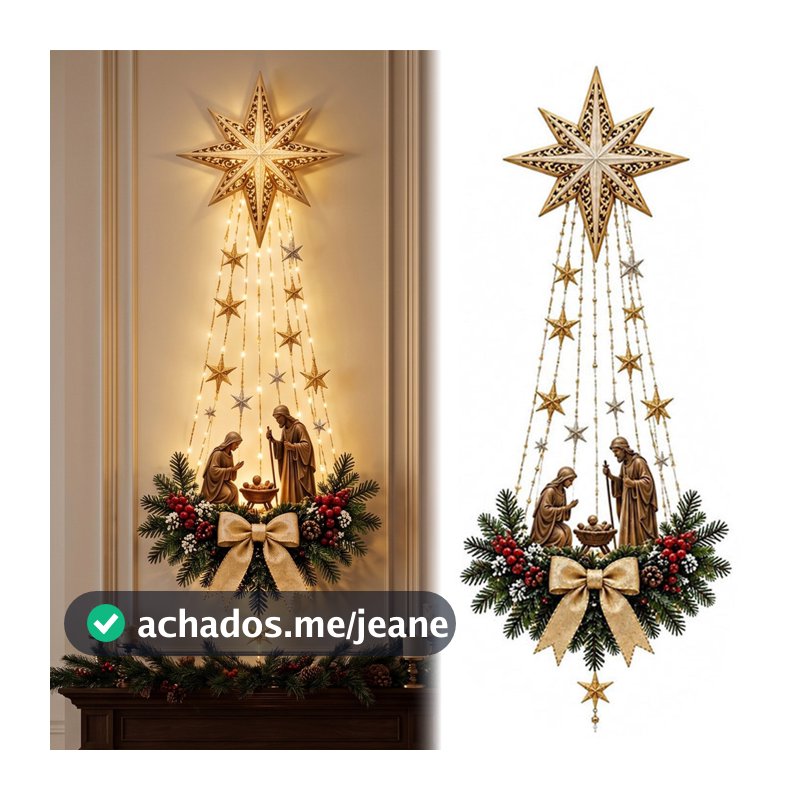 Decoração De Parede De Presépio Iluminada Shenhua Com Estrela De Bethlehem , Luz Suspensa Brilhante De Natal , Enfeite D