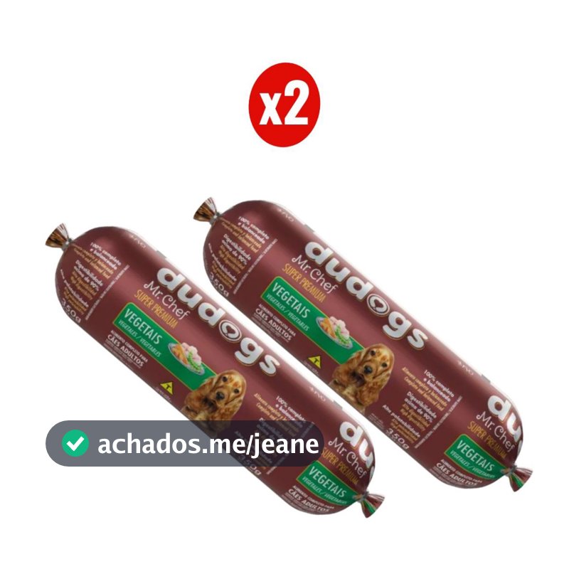 Kit 2 Dudogs Mr Chef Vegetais Ração Semi Úmida para Cães 350g FVO