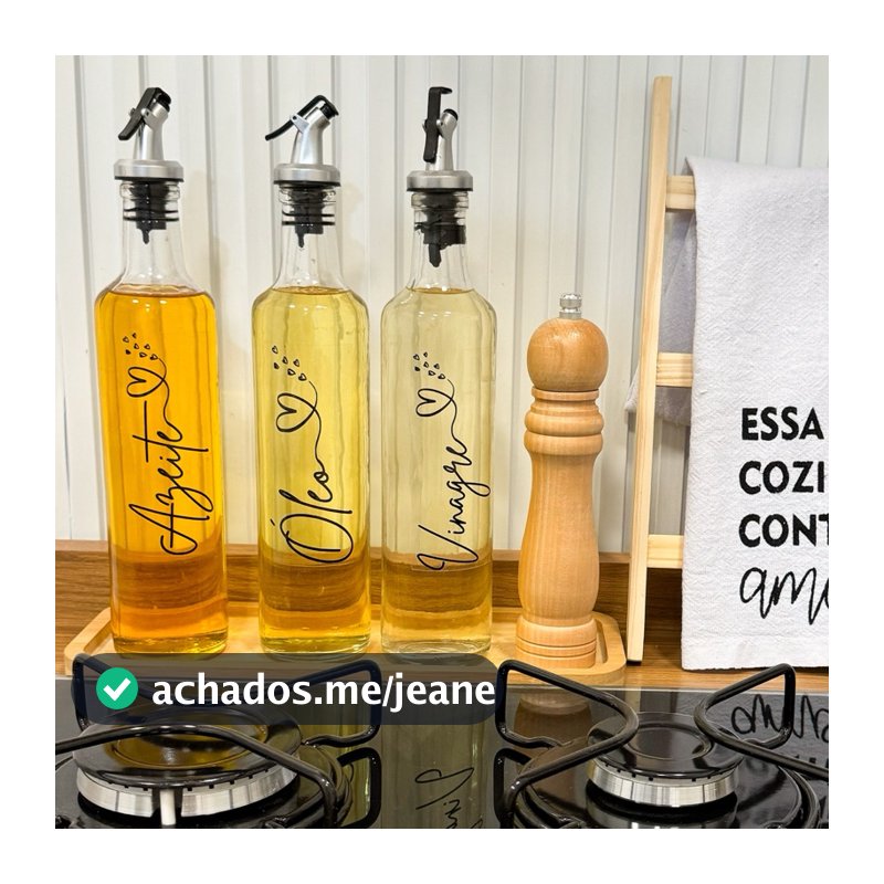 Galheteiro 3 peças - porta azeite e vinagre - 525 ml - porta azeite - cozinha - potes de mantimentos