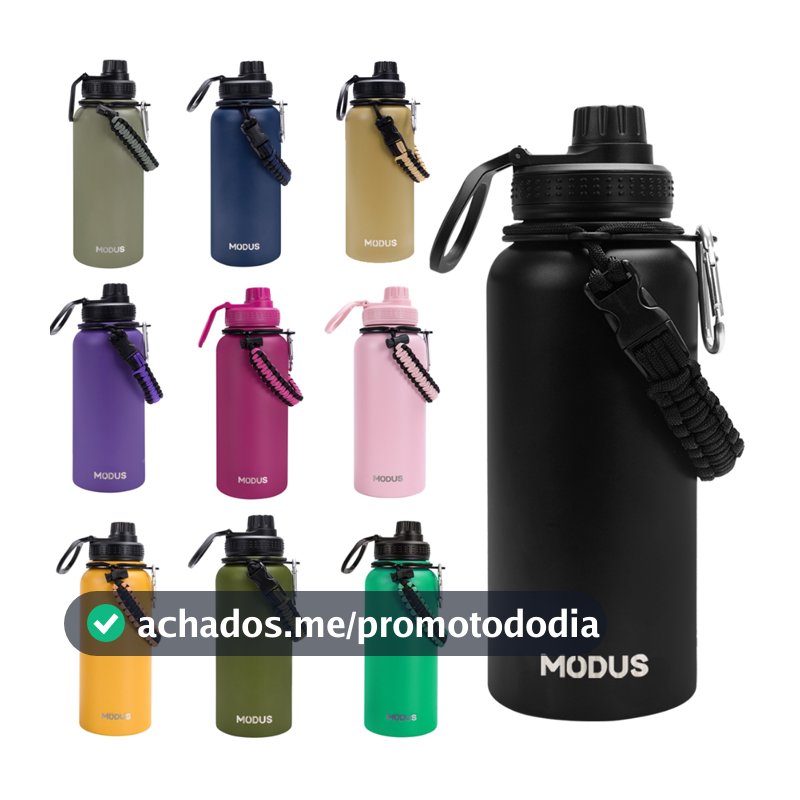Garrafa Modus Térmica 1000ml Aço Inoxidável Com Alça Paracord Garrafa Térmica Café