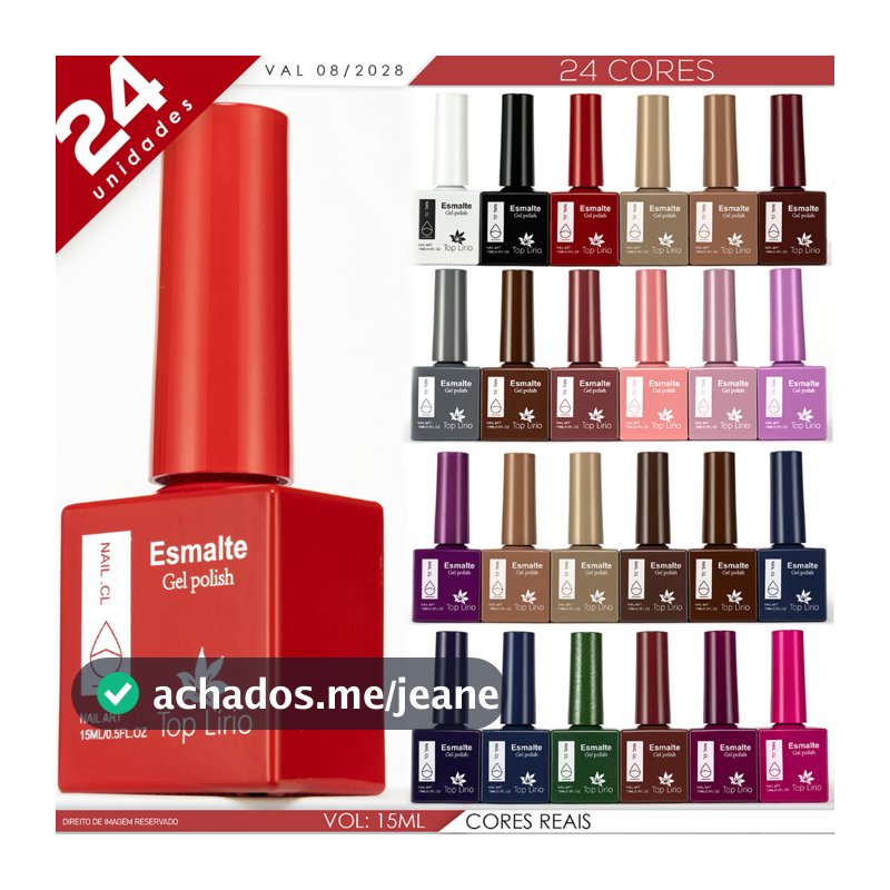 Kit 12 ou 24 Esmaltes em Gel TOP LIRIO 15ml LED UV Unhas Manicure Profissional LANÇAMENTO