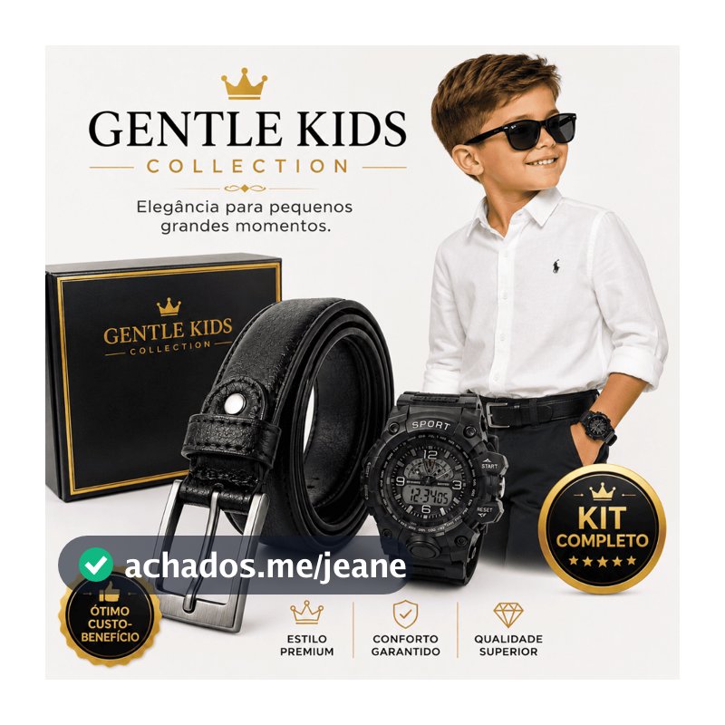 Kit Cinto Masculino Infantil Couro Premium +  Couro Ajustável Relogio Digital Criança Menino Kids