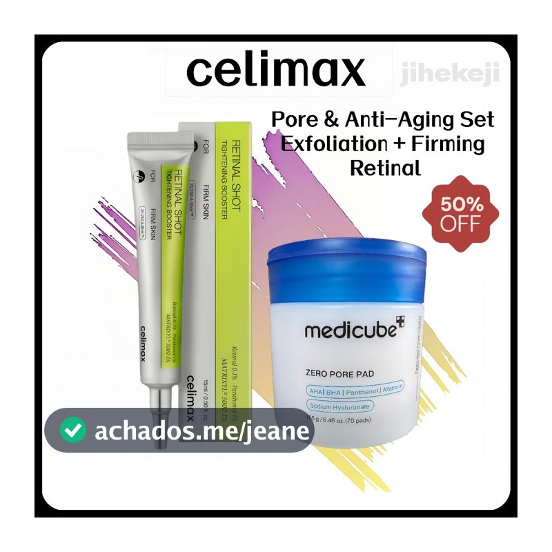 celimax Retinal Shot Booster 15ml + Medicube Zero Pore Pad 70 Conjunto De Cuidados Com Os Poros Reafirmantes Antienvelhe