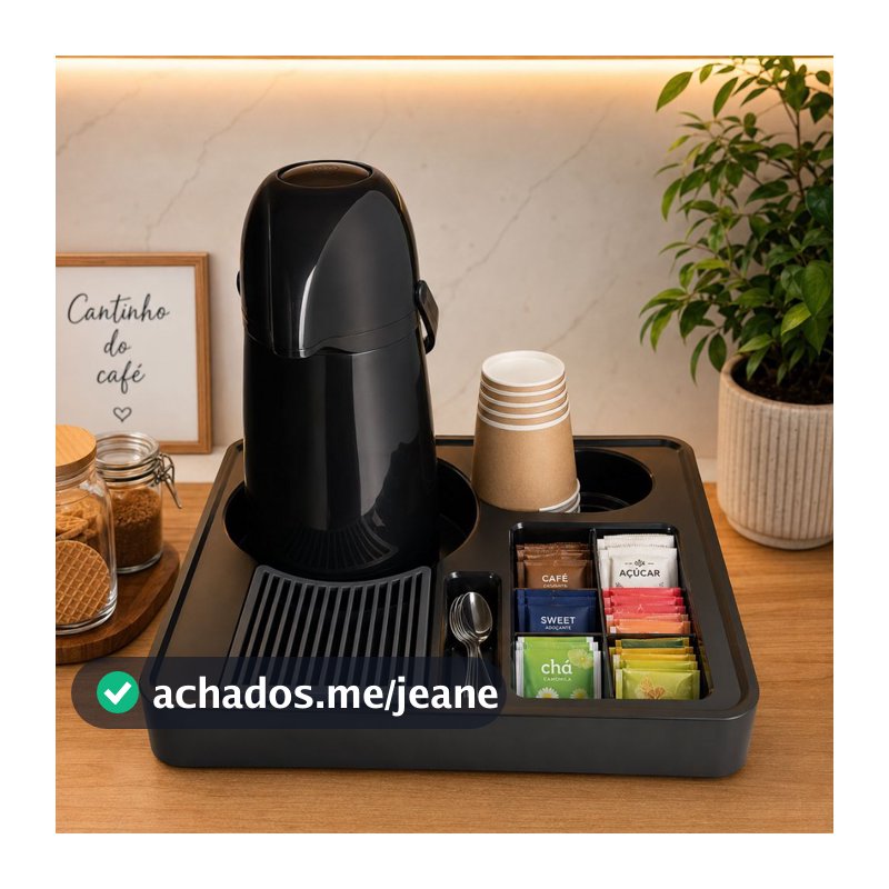 Bandeja Organizadora Cantinho do Café Mesa Portátil Porta Sachê Copos Garrafa Açúcar Cozinha Moderna