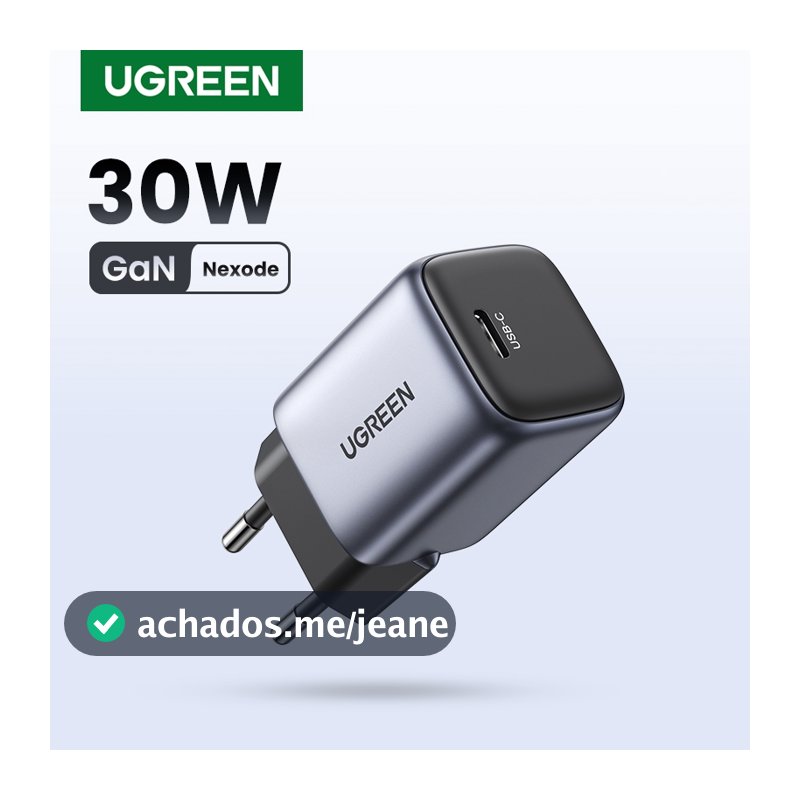 Carregador Rápido UGREEN GaN 30W USB C Novo Nexode Air Series Tipo Para iPhone 15/15 Pro Max/Macbook/iPad Mini  Huawei