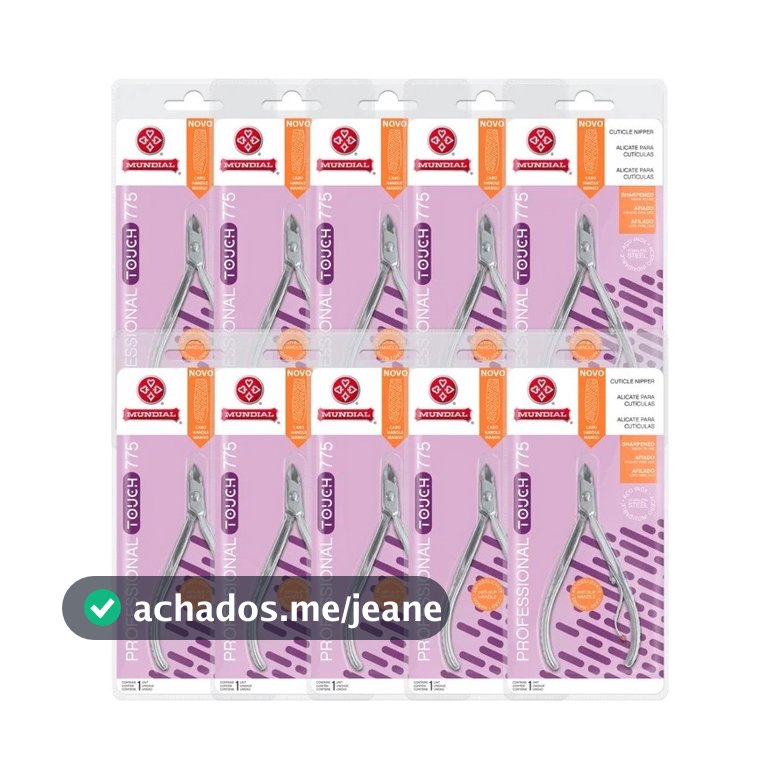 Kit 10 Alicate Mundial Cuticula 775 Profissional Touch Inox
