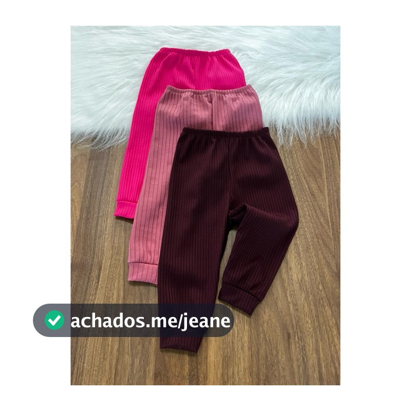kit 3 Calça Mijão Bebê Menino e Menina Malha Canelada Enxoval Para Bebês