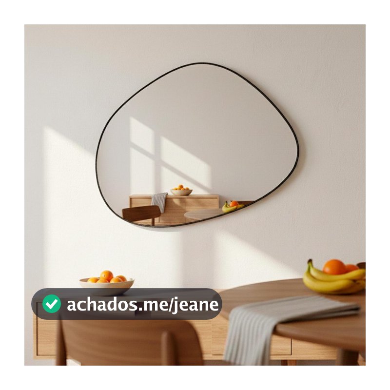 Espelho Decorativo Orgânico 80x60cm Moderno Grande de Parede com Suporte