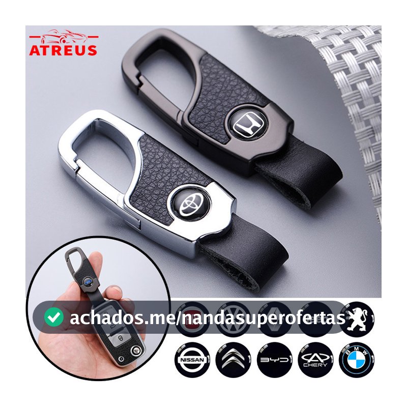 [Atreus] Chaveiro de Metal e Couro com Logo de Carro, Porta-Chaves Criativo, Acessórios para Carro 7465 4152