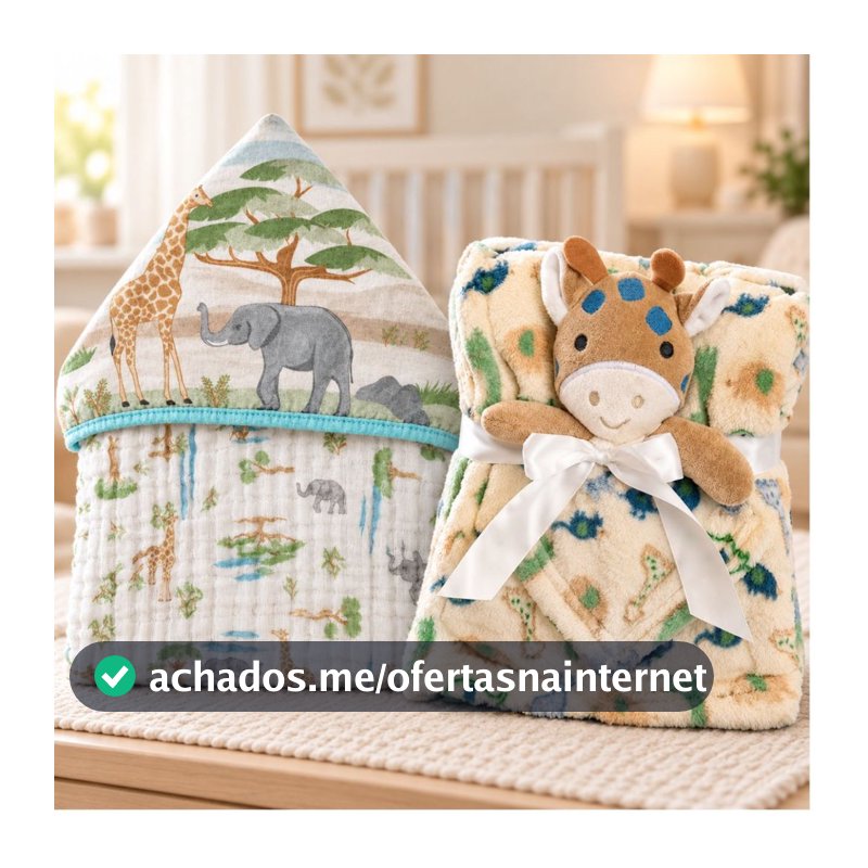 Enxoval Bebê Kit 3 Peças Toalha Soft Tecido Fralda Manta Naninha Macia Menino RN Maternidade Presente Pelúcia Bichinho