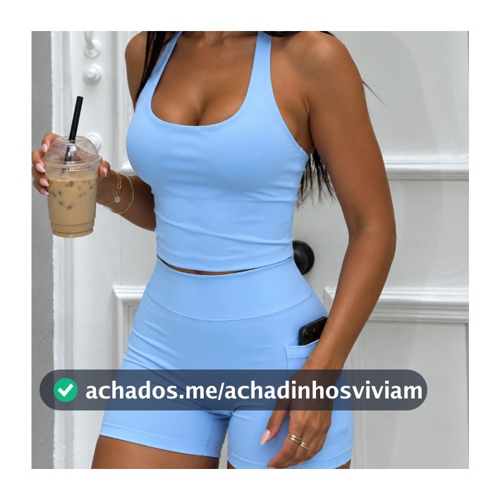 Conjunto Fitness Feminino Yoga Top Frente Única + Shorts Modelador Cintura Alta com Bolso Fit Power P ao GG academia