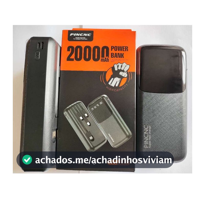 Carregador Power Bank Portátil 20000mah Universal Saida 4 Cabos
