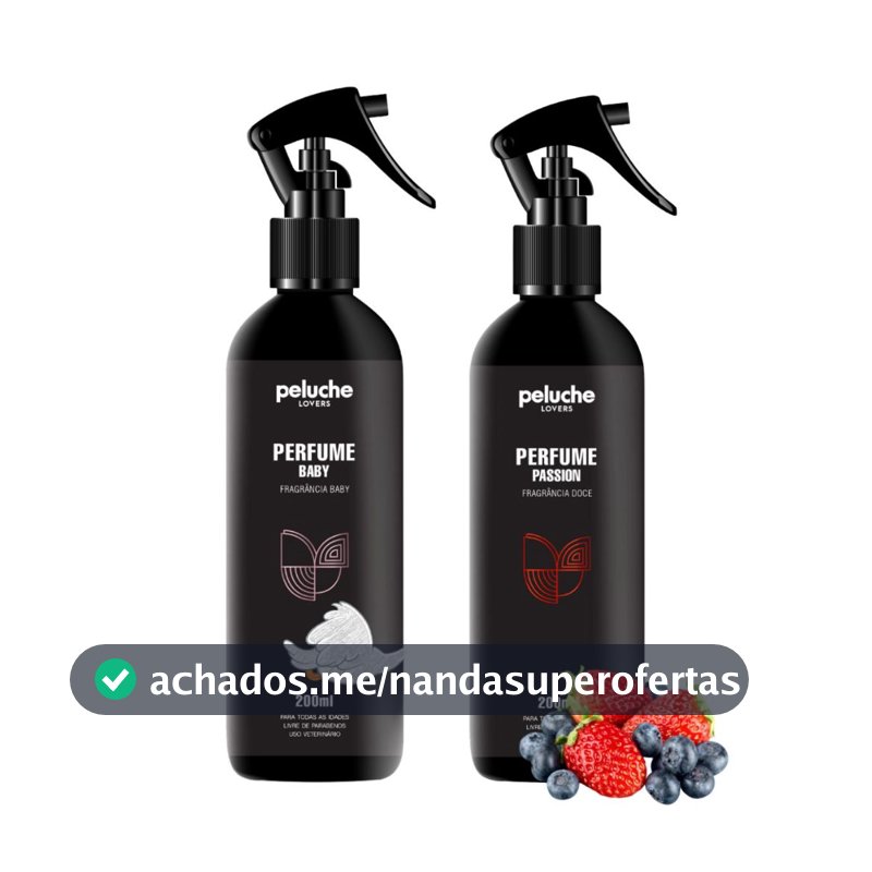 Kit 2 Perfumes para Cachorro e Gato Peluche Baby + Passion 200ml Colônia Pet
