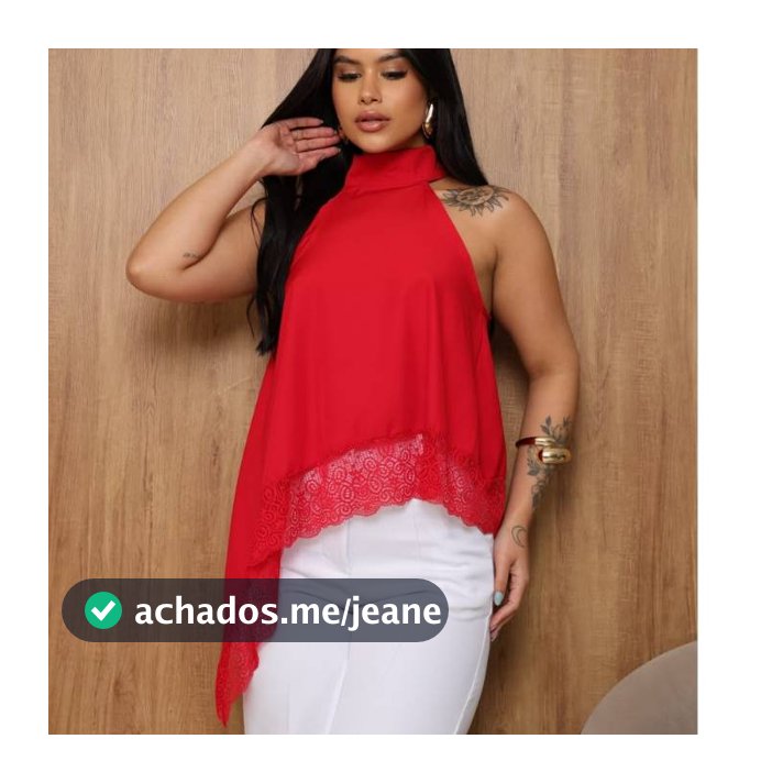 Blusa Feminina Gola Alta Frente Única com Renda Tecido Crepinho Soltinha Elegante Casual Moda Verão