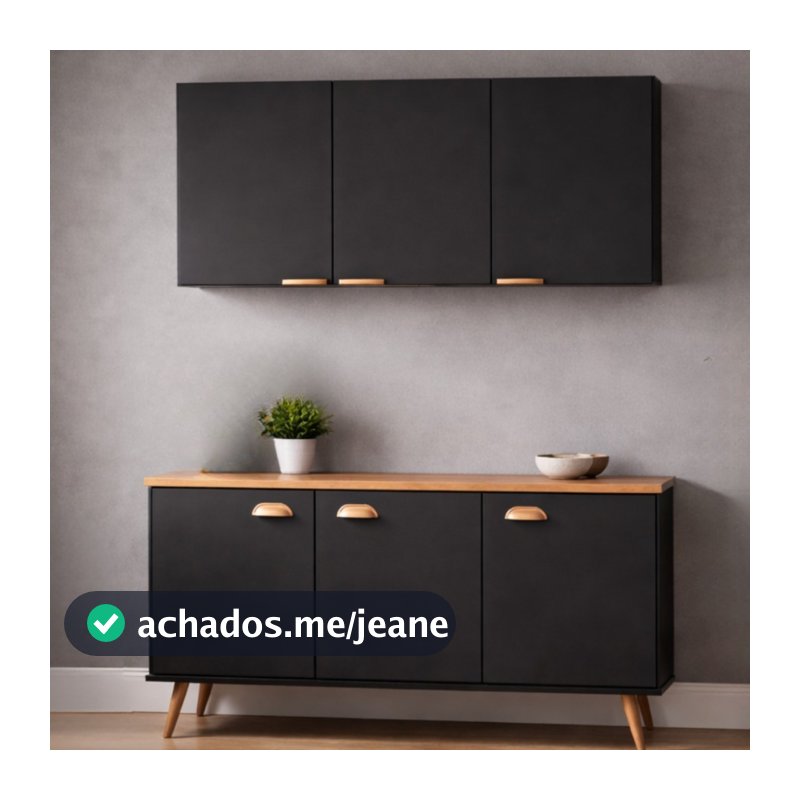 Kit Cozinha Planejada Industrial Balcão + Armário Aéreo 90cm