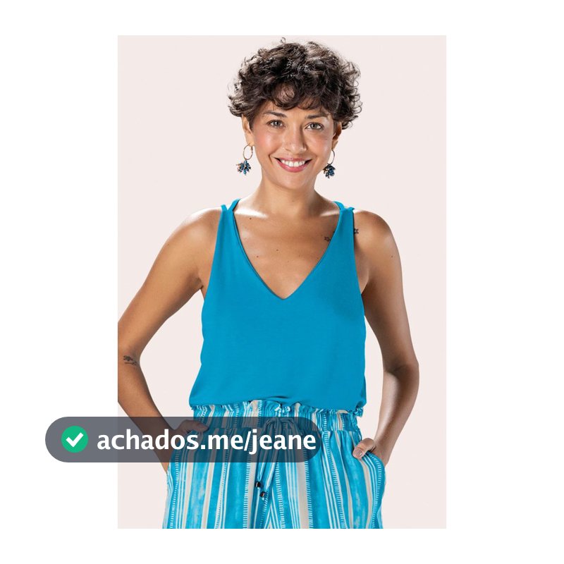 Regata Feminina Alças Transpassadas Marialícia Azul
