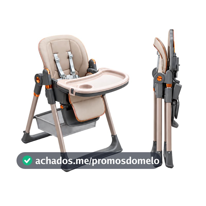 KIDINO Cadeira de Alimentação Bebê Dobrável 5 Alturas 3 Reclinações Bandeja Ajustável Cinto 5 Pontos