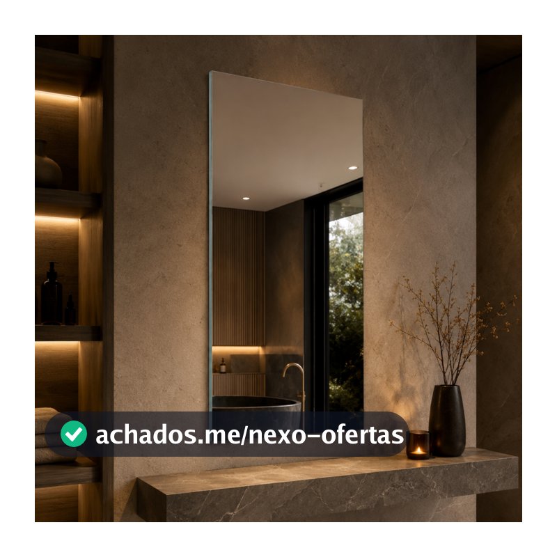 Espelho Mirano Lisboa 80x40cm Lapidado Grande Moderno Banheiro Lavabo Quarto Parede Decorativo Luxo