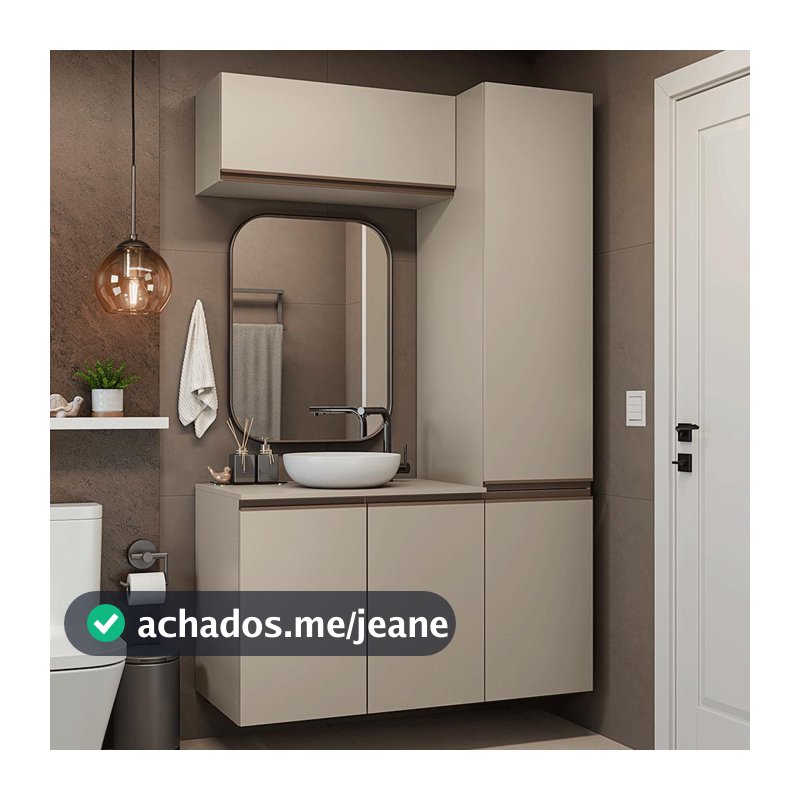 Conjunto Gabinete Suspenso para Banheiro 120cm 5 Portas Crema Nice Madesa 02