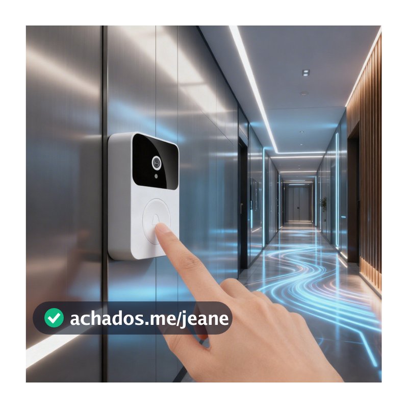 Campainha Com Câmera Vídeo Porteiro Sem Fio Wi-Fi HD Inteligente Smart Home Vê Pelo Celular Recarregável