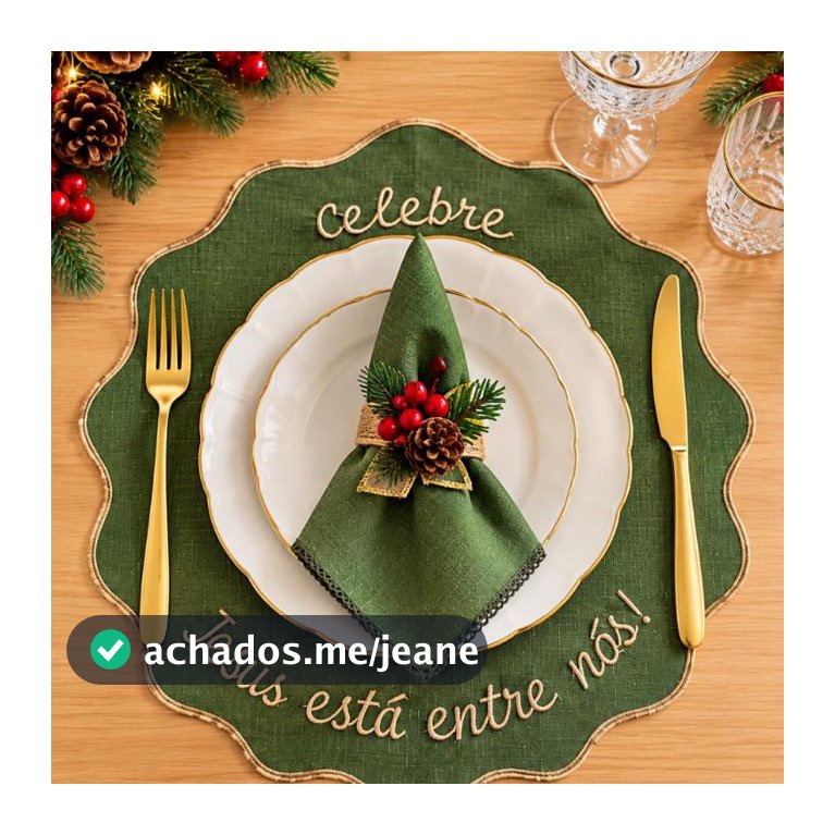 16 Pçs (8 Jogos) Jogo Americano Bordado Celebre Verde com Dourado Cristão Com Guardanapo
