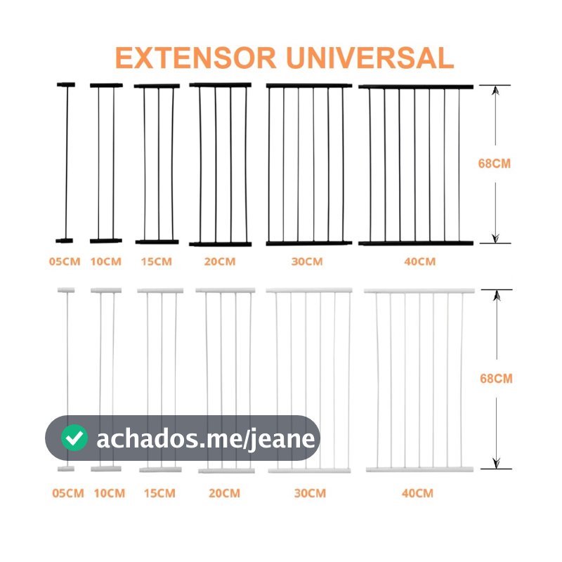Extensor Universal Prolongador Portão Pet Cachorro Criança Bebê Proteção Grade 68cm de Altura