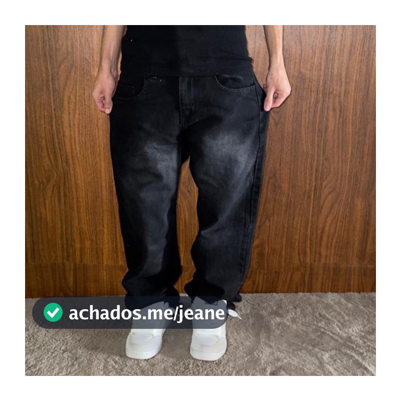 Calça Preta Masculina Wide Baggy Balão Jeans Larga Premium