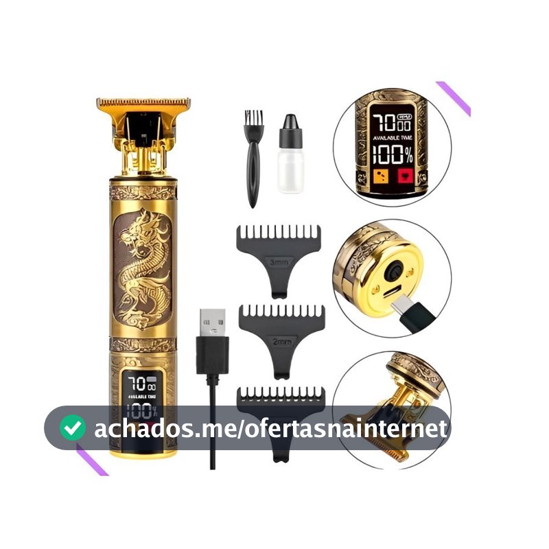 Máquina de cortar cabelo barbeiro profissional dragão elétrica bateria recarregável