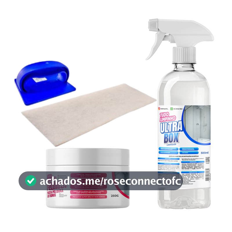 KIT LIMPEZA DE BOX COM POLIMENTO TUDO LIMPINHO -ULTRABOX + POLIMAX + LT 12X9 + FIBRA